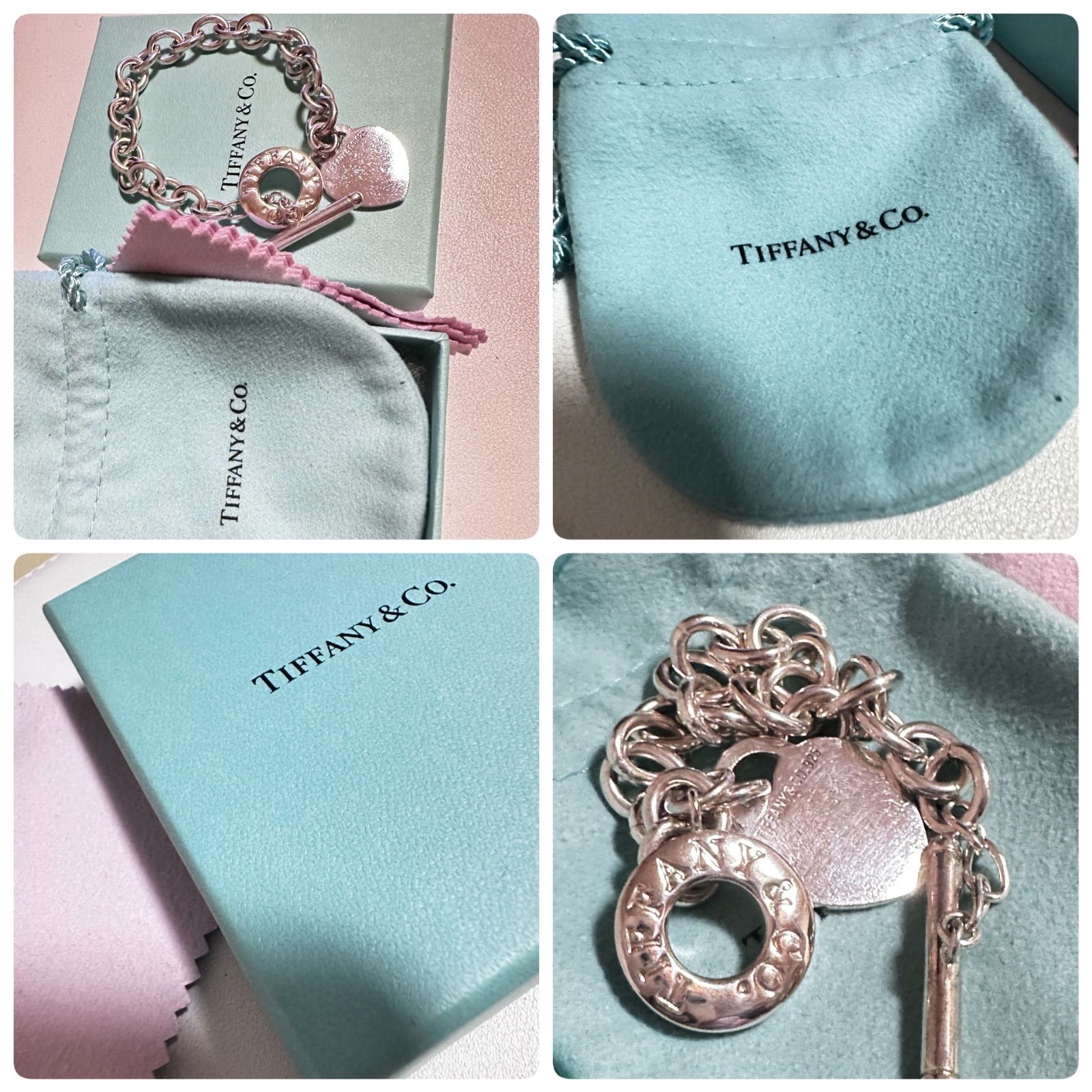 Tiffany & Co. ハートチャームブレスレット 箱 布袋 保証書 B Tiffany&Co. ティファニー ハートタグブレスレット 箱付き
