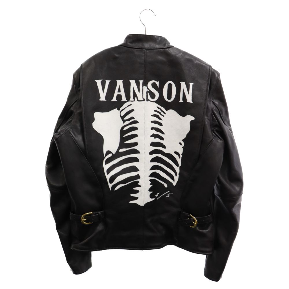 VANSON バンソン TYPE B 4/5 ボーンペイントカスタムレザージャケット ライダースジャケット ブラック56センチ肩幅