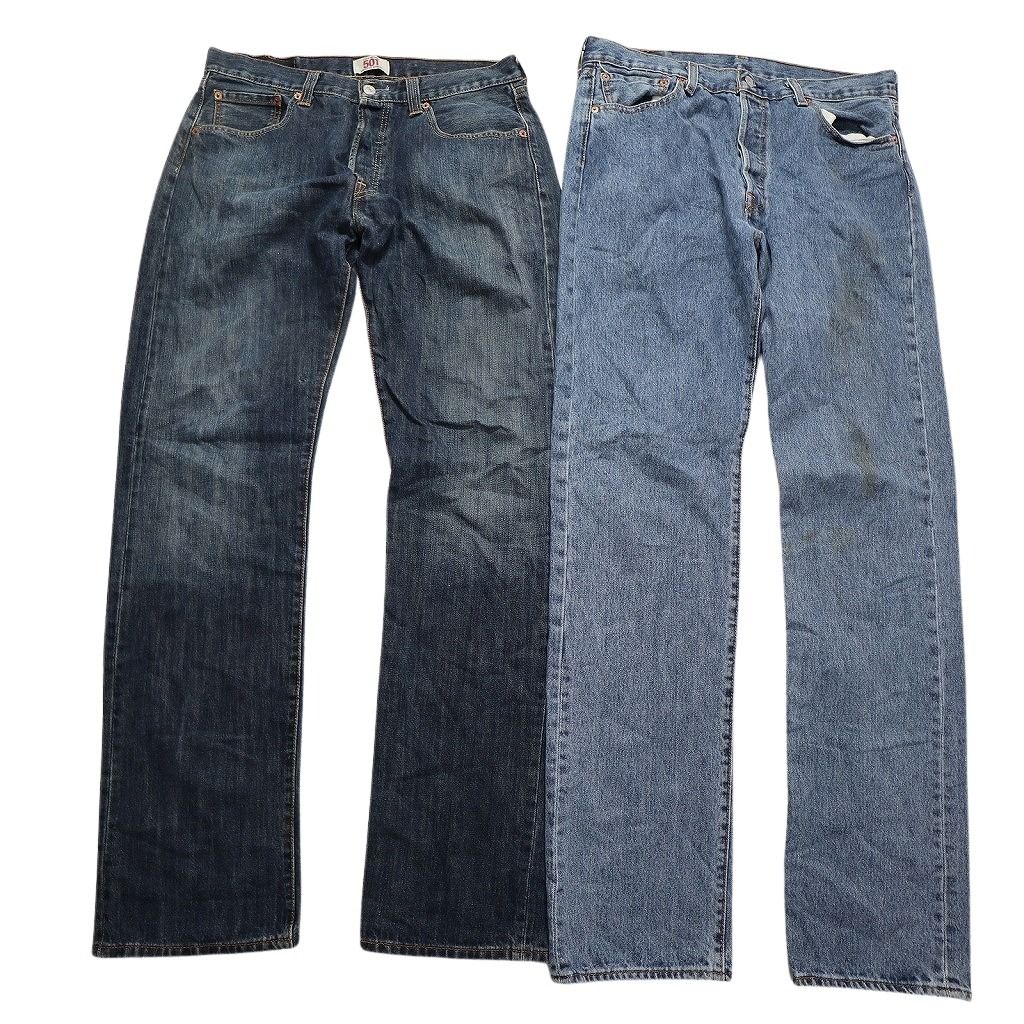 絶対にお買得! 古着卸 まとめ売り リーバイス 501 デニム パンツ 8枚セット メンズ 34 コインポケット ヒゲ フェード 革パッチ 古着 NC1324