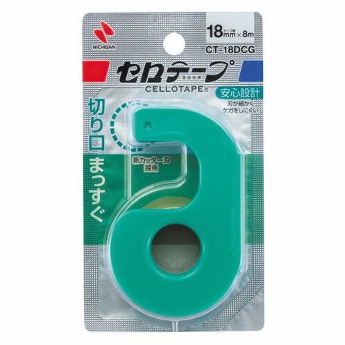 (まとめ)【ニチバン】 セロテープ CT小巻カッター付まっすぐ切れるタイプ 18mm×8m グリーン CT18DCG 【×30セット】