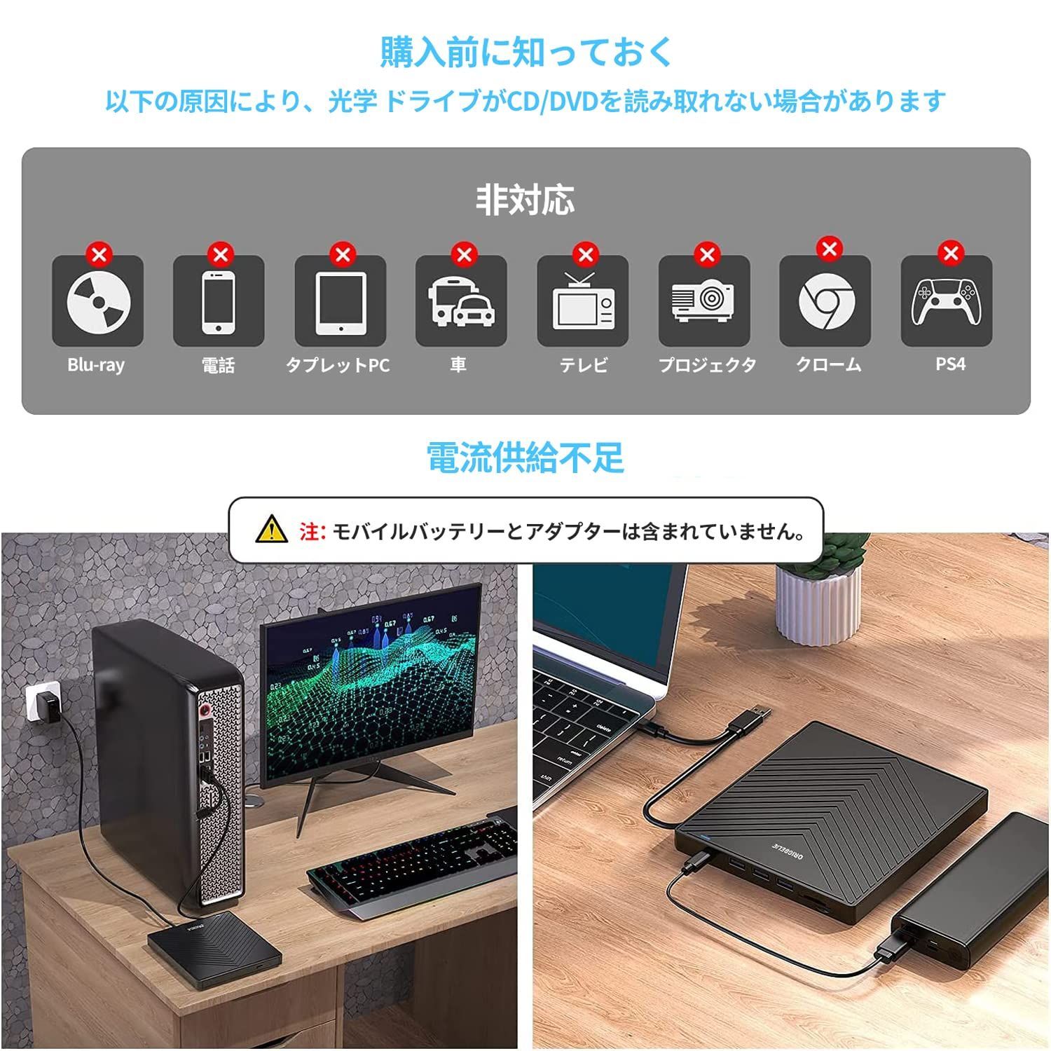 在庫処分】DVDドライブ 外付け 光学 USB HUB 薄型ポータブル CD Mac