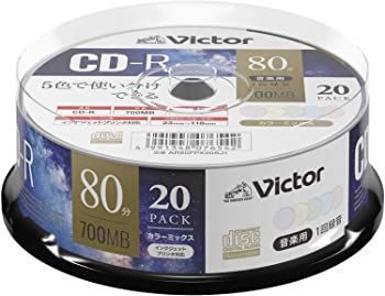 ビクター Victor 音楽用 CD-R 80分 20枚 MIXプリンタブル AR80FPX20SJ1