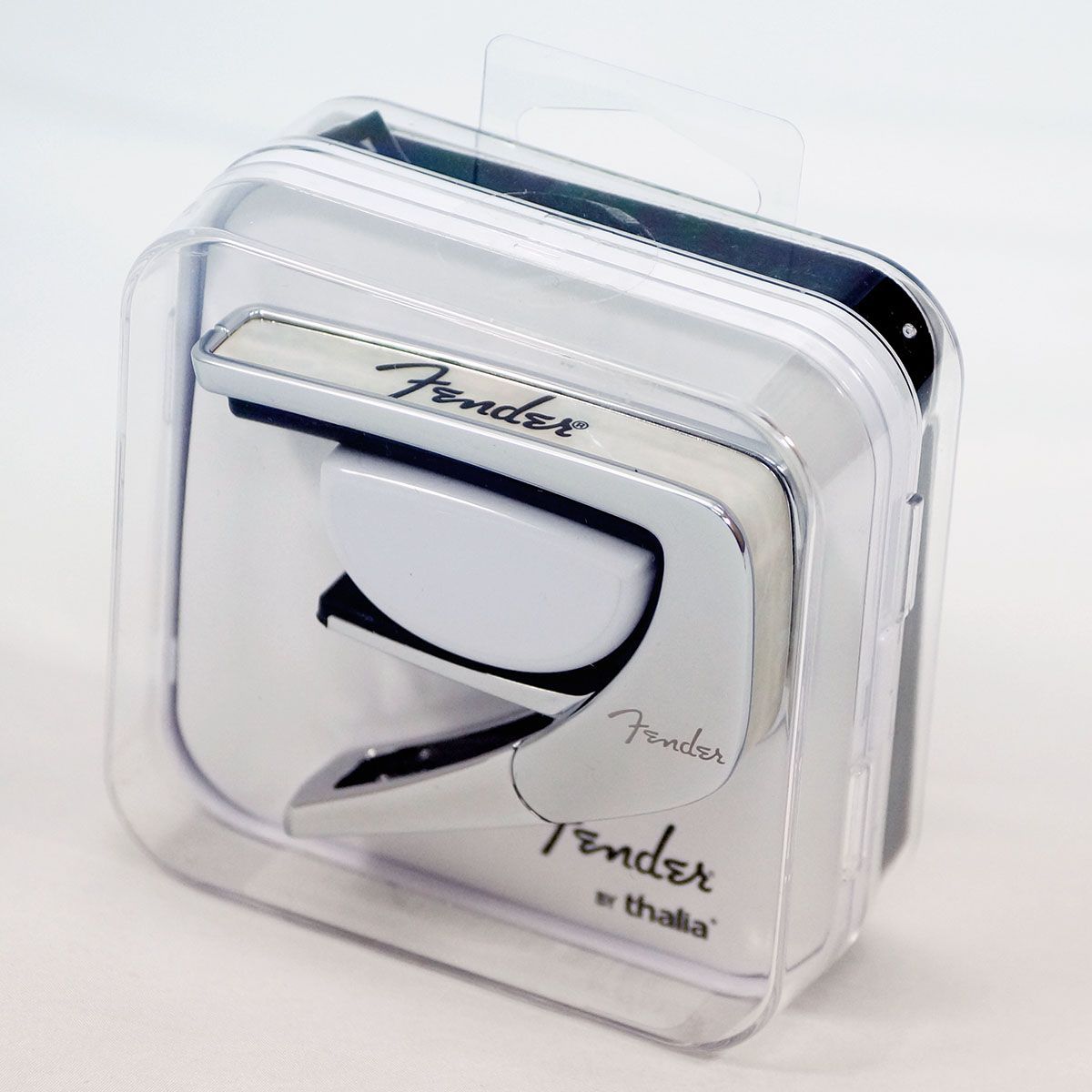 Thalia Capos Fender Mother of Pearl with Black Spaghetti Logo Chrome Officially Licensed Capo