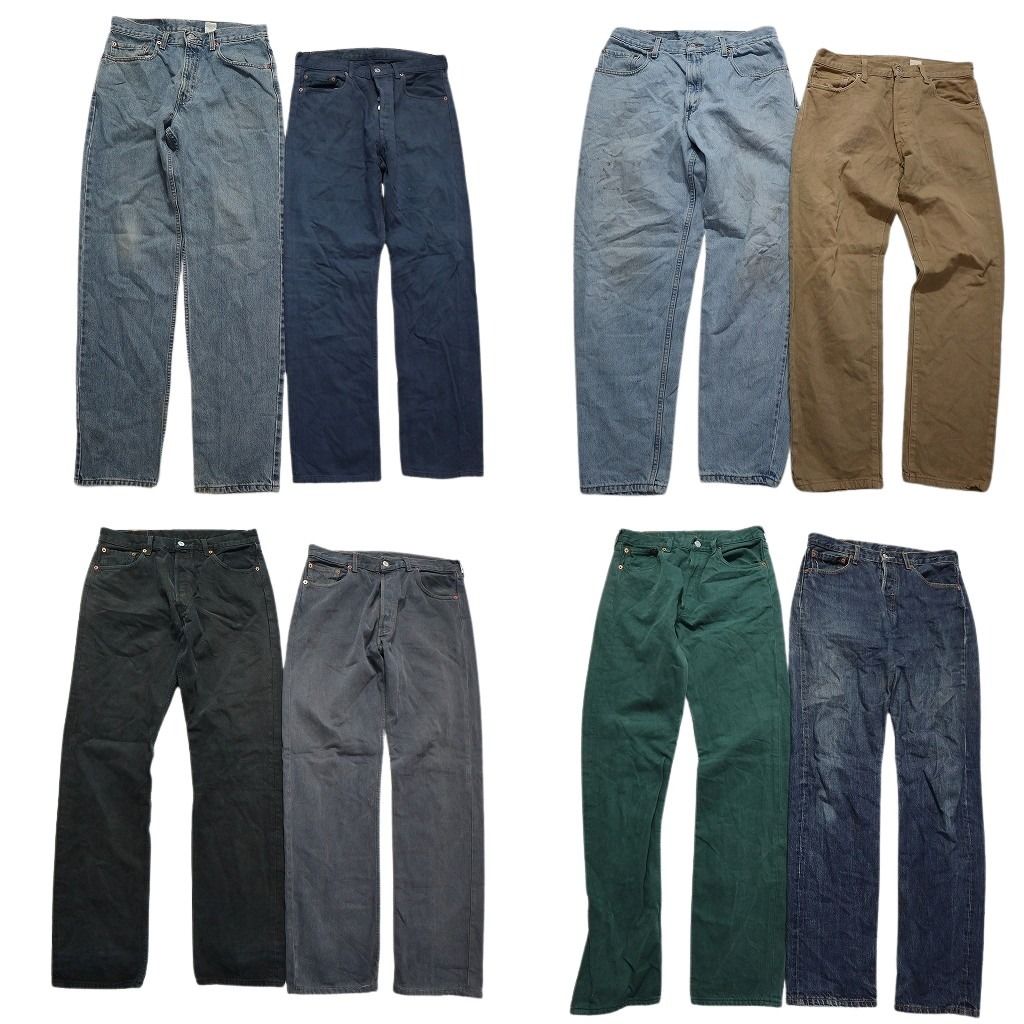 古着卸 まとめ売り リーバイス 紙タグ デニム パンツ 8枚セット メンズ 33 |34 ブラック カラー フェード 古着 NC1332