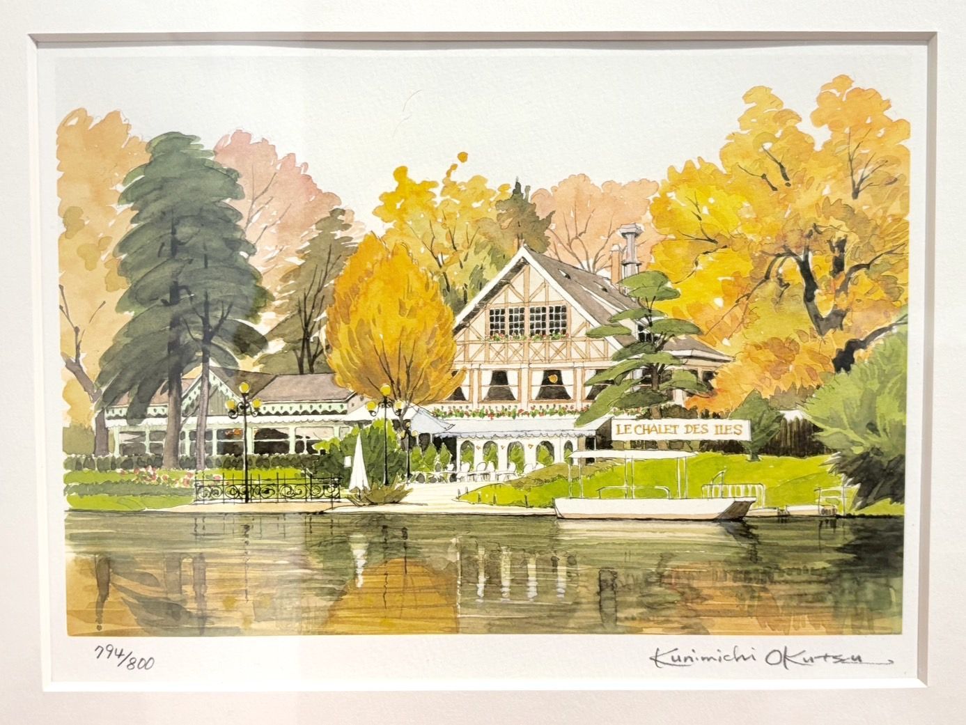 美品 ナターレ・アダミアーノ「白い花畑」リトグラフ 直筆サイン入り