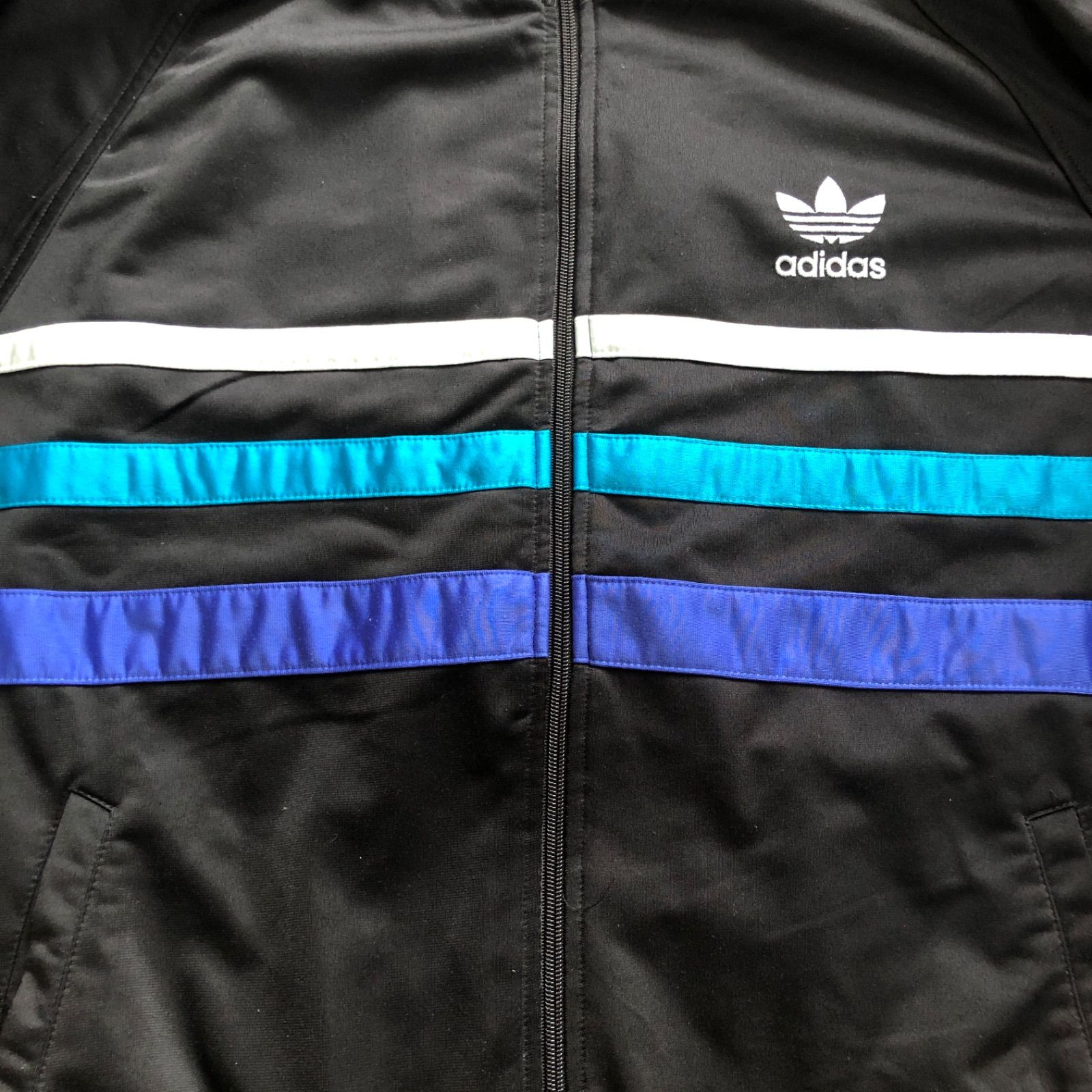 adidas ジャージジャケット 青 ストライプビンテージ８０年代あいみょん稀少 adidas - 希少XL⭐️80 adidas トラックジャケット 刺繍 vintage