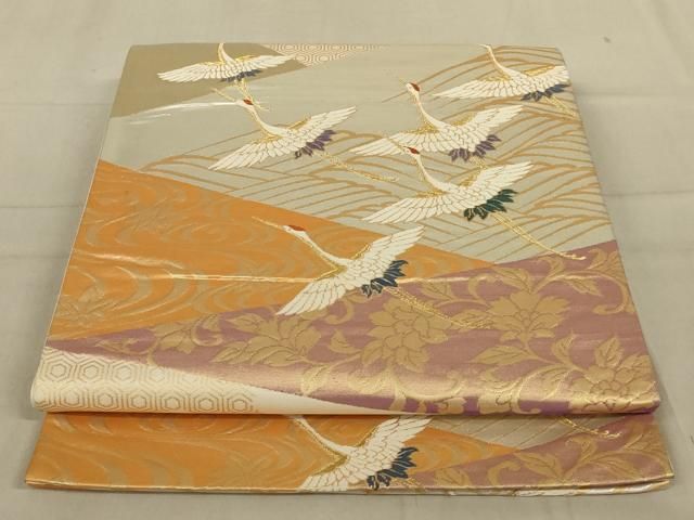 R7aa1039 袋帯 瑞錦 ゴールド 紺 華文 メモリヤンコート 六通柄 楽天市場】平和屋着物◎佐賀錦 六通柄袋帯 煌寿の華 正倉院花文