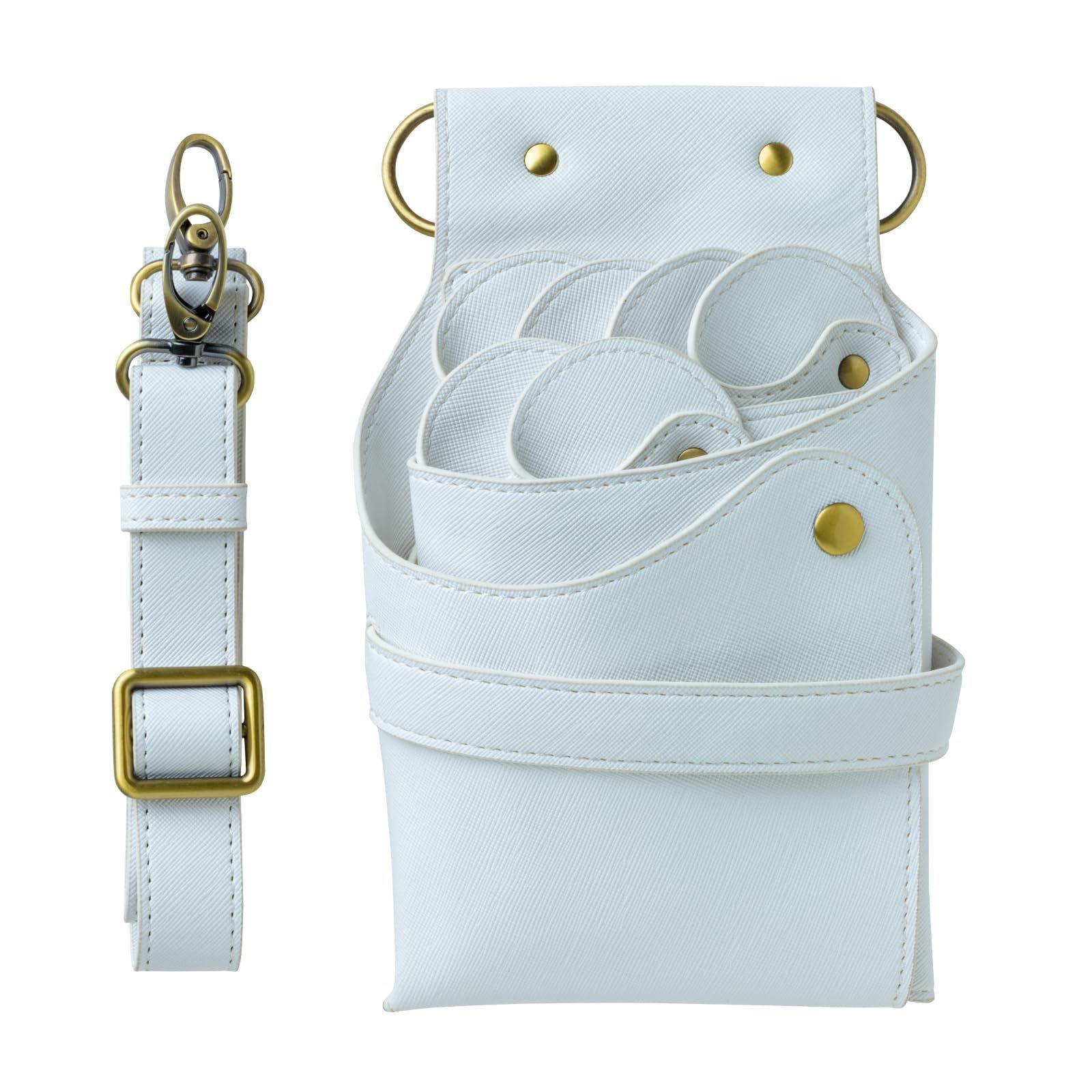 TSPIC シザーケース バッグ TS-11トリマー 6丁 ベルト付 プロ仕様 レザー (ホワイト) 大人気】TSPIC シザーケース バッグ TS-11【美容師監修】トリマー 6丁