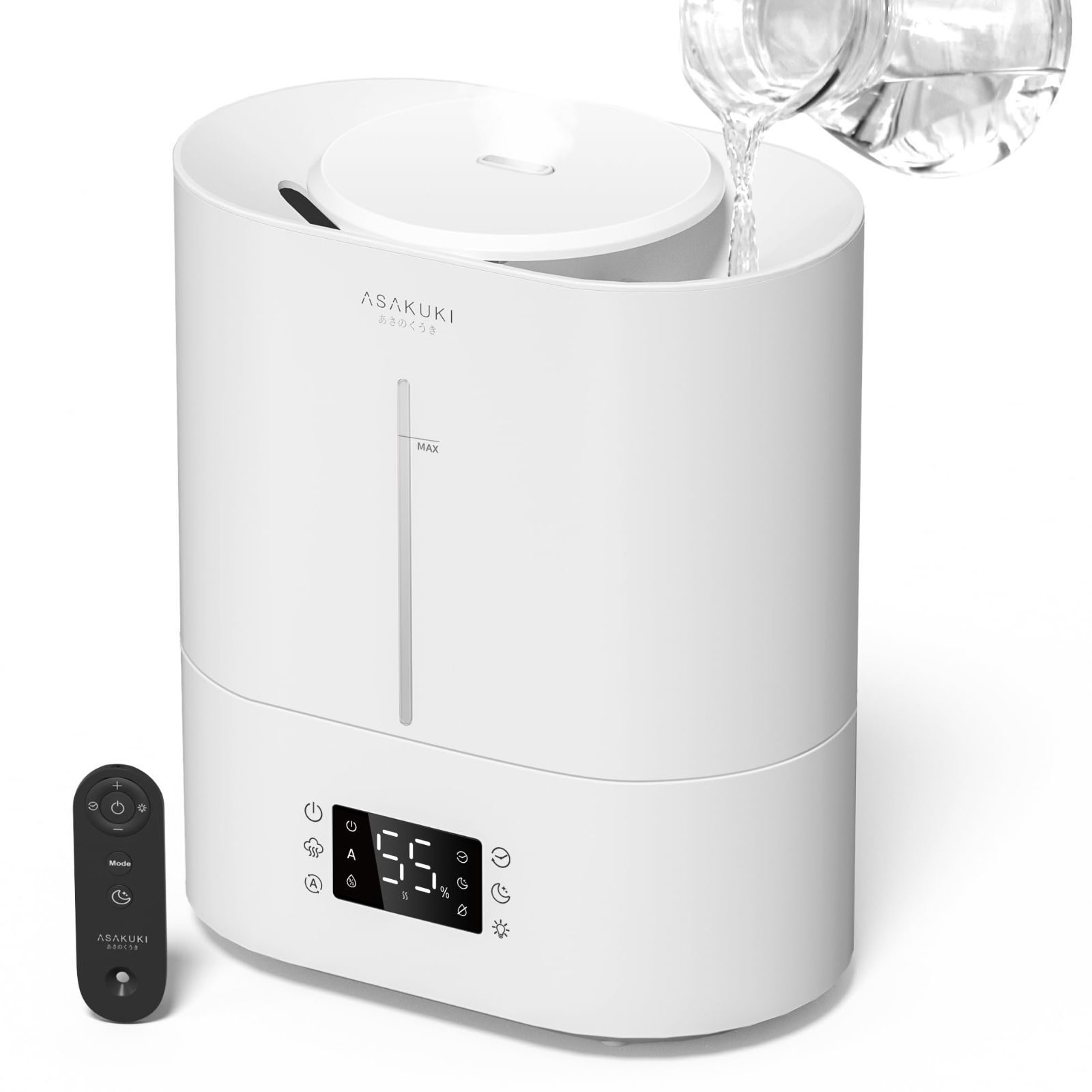 ナイトライト 睡眠モード タイマー 空焚き防止 静音 ミスト量3段階 上から給水 40時間連続稼働 加湿量最大200ml h 自動湿度調整 18畳対応 アロマ対応 超音波式 リモコン付き 大容量4L 寝室用 卓上 加湿器 乾燥対策 ASAKUKI