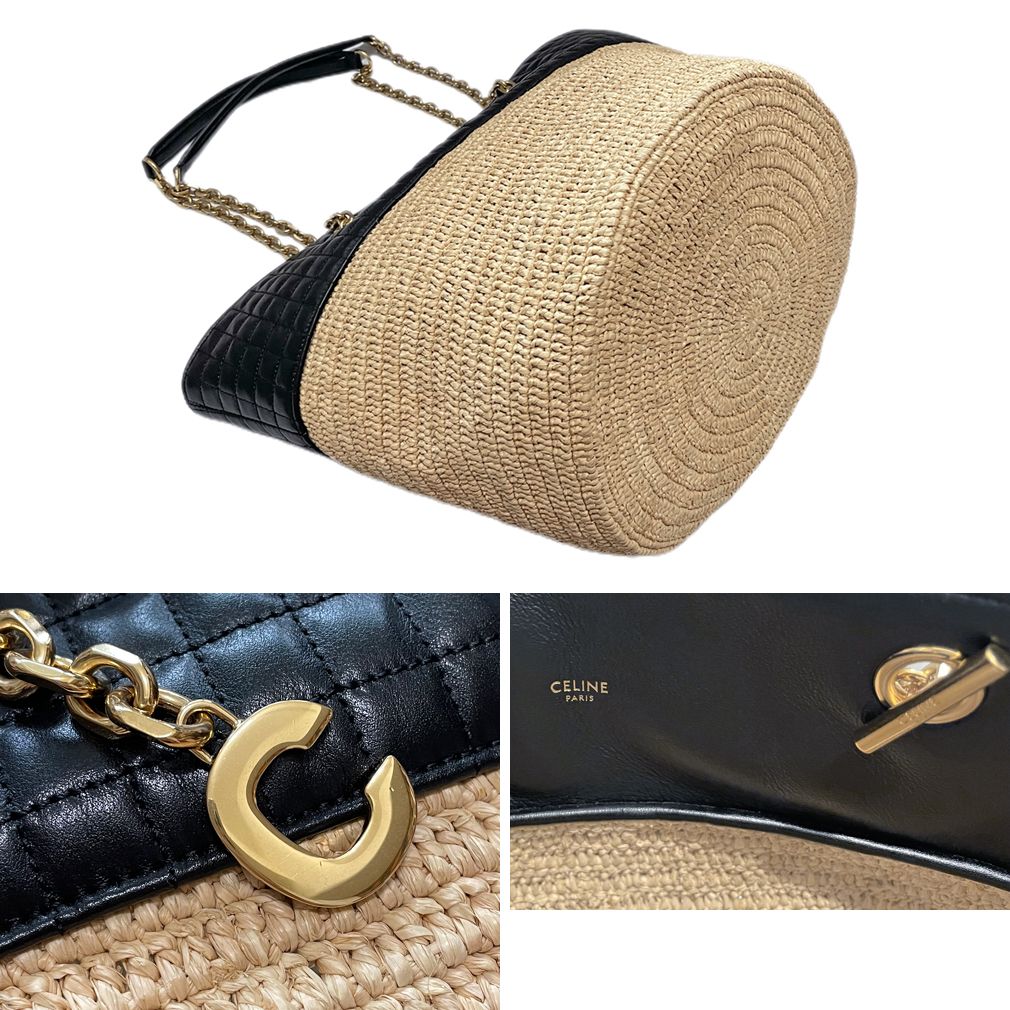 新品セリーヌ ララフィア×革 Cチャーム かごバッグ CELINE - メルカリ