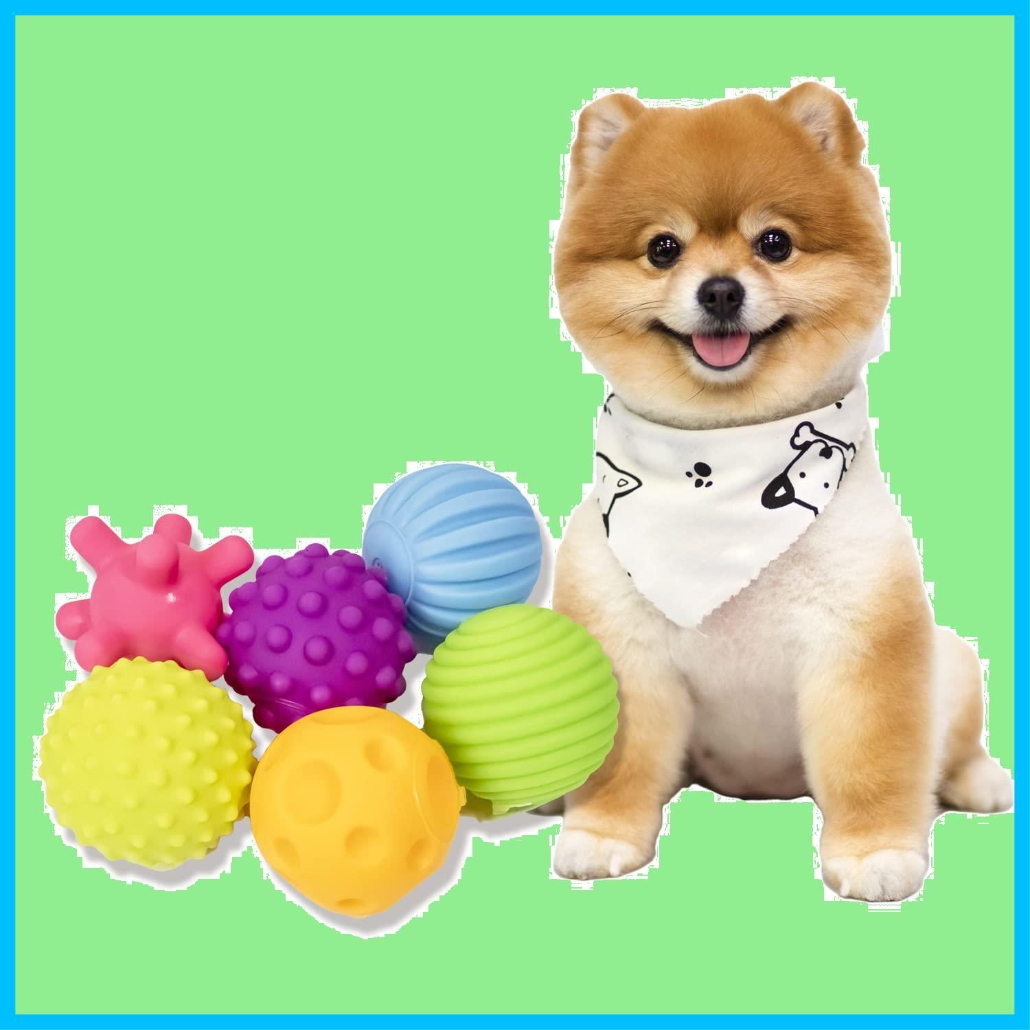 商品 犬 おもちゃ ボール ６個入|直径約６㎝～７㎝ 音の出る 犬おもちゃ 小型犬 中型犬 大型犬 に最適 犬用噛むボール 弾力性 訓練用 ペットおもちゃ エール タイプB