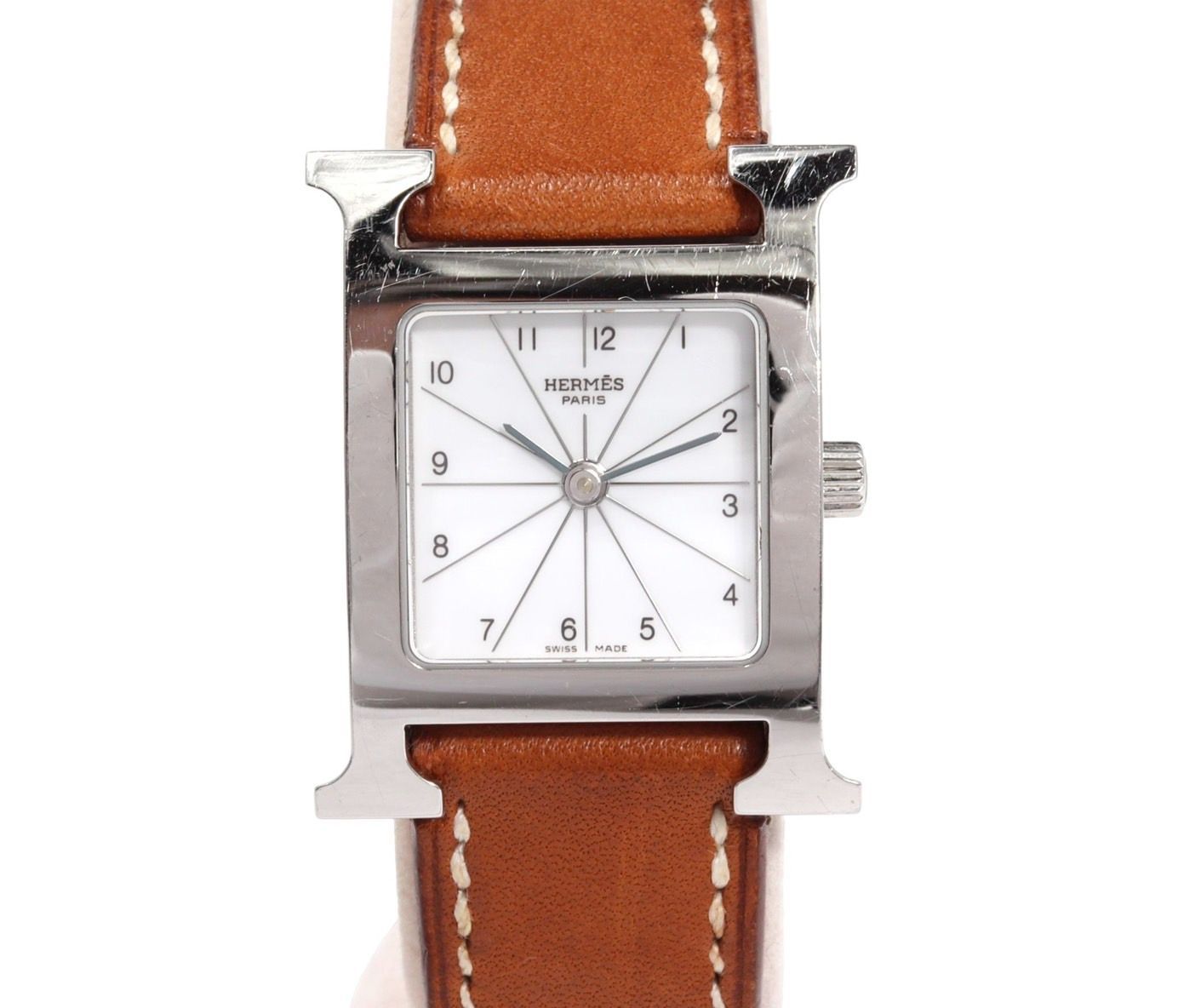 クオーツ大人気 HERMES エルメス Hウォッチ腕時計 白文字盤 革 - 時計