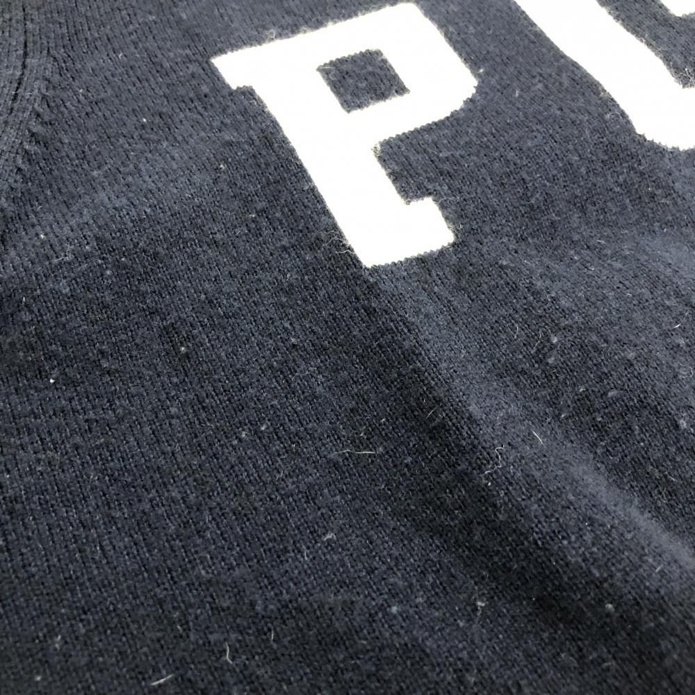 パーリーゲイツ セーター ネイビー×白 ニコちゃん カシミヤ混 背面