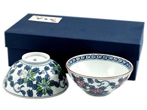 有田焼 洸琳窯 染錦鉄仙花 組茶碗 夫婦茶碗 20601