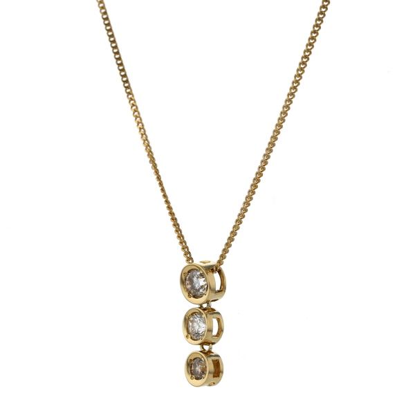 K18YG イエローゴールド ネックレス ダイヤモンド 0.90ct 3連
