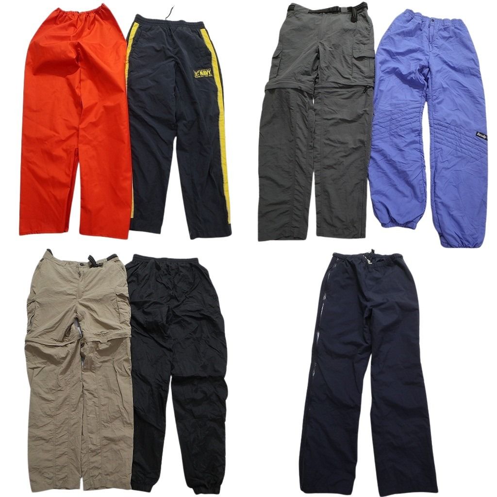 古着卸 まとめ売り ナイロン パンツ 7枚セット (メンズ S /M /33 ) 2way NAVY カラー ベルト付き MW9372