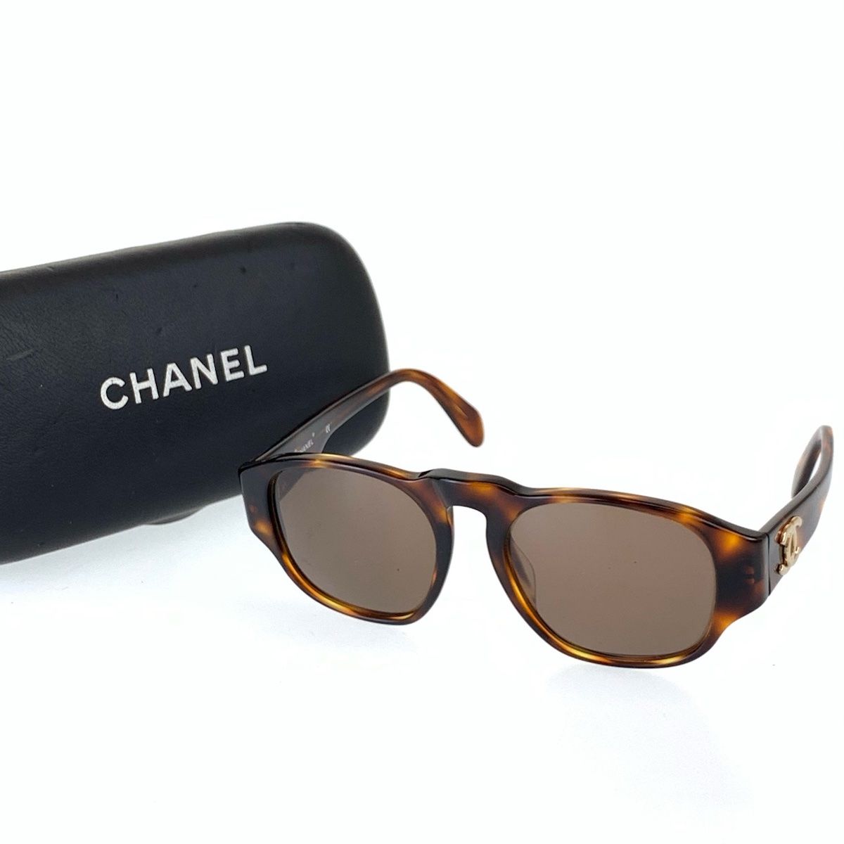 【なご】CHANEL ベージュ ラウンド型 サングラス　ヴィンテージ CHANEL シャネル ヴィンテージ ココマーク マーブル ブラウン ゴールド