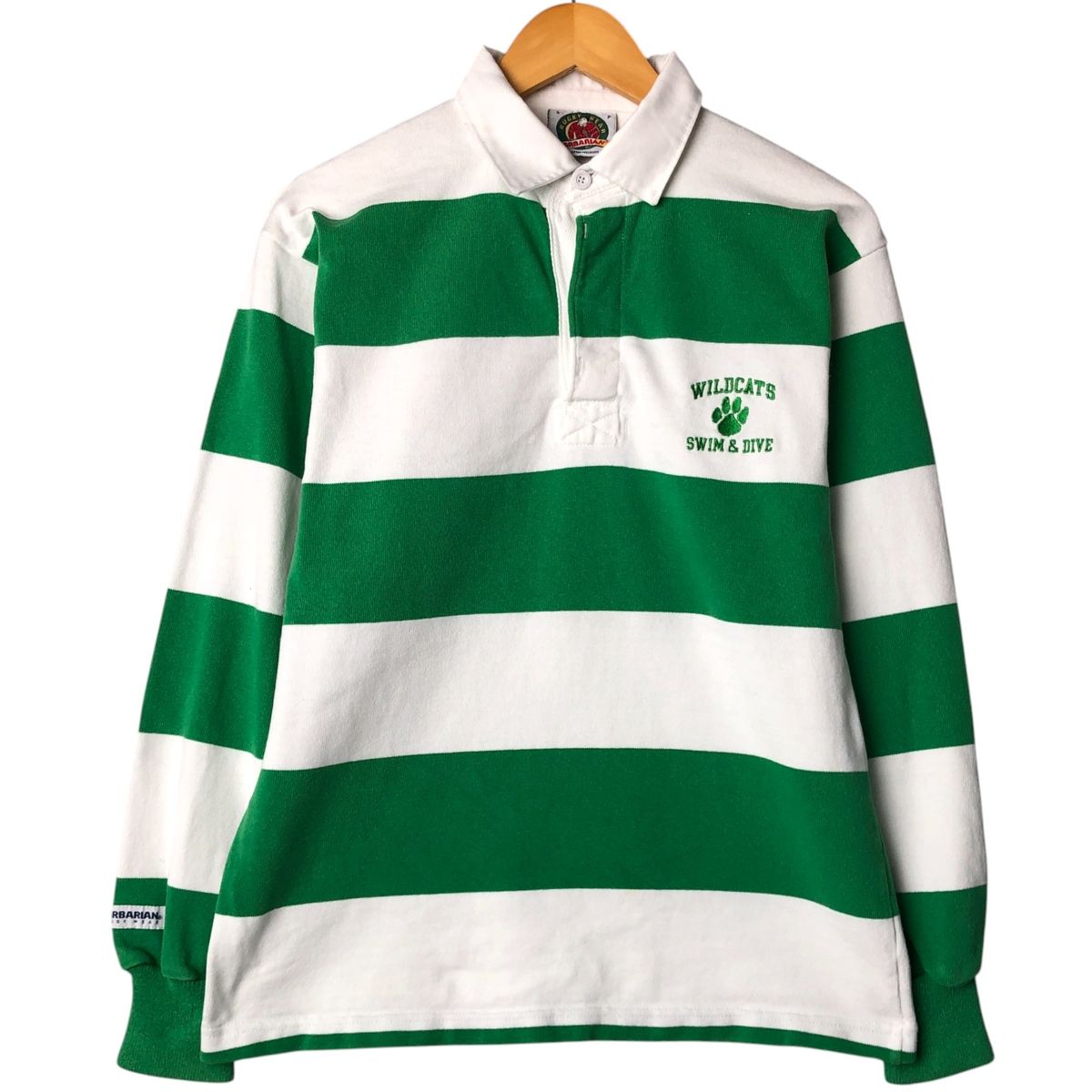 古着 バーバリアン BARBARIAN ボーダー柄 長袖 ラガーシャツ カナダ製 メンズS相当/eaa571580