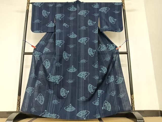 平和屋着物▽久留米絣　単衣　舞扇花松文　綿　逸品　AAAU8425zg 平和屋着物▽久留米絣 単衣 舞扇花松文 綿 逸品 AAAU8425zg - メルカリ