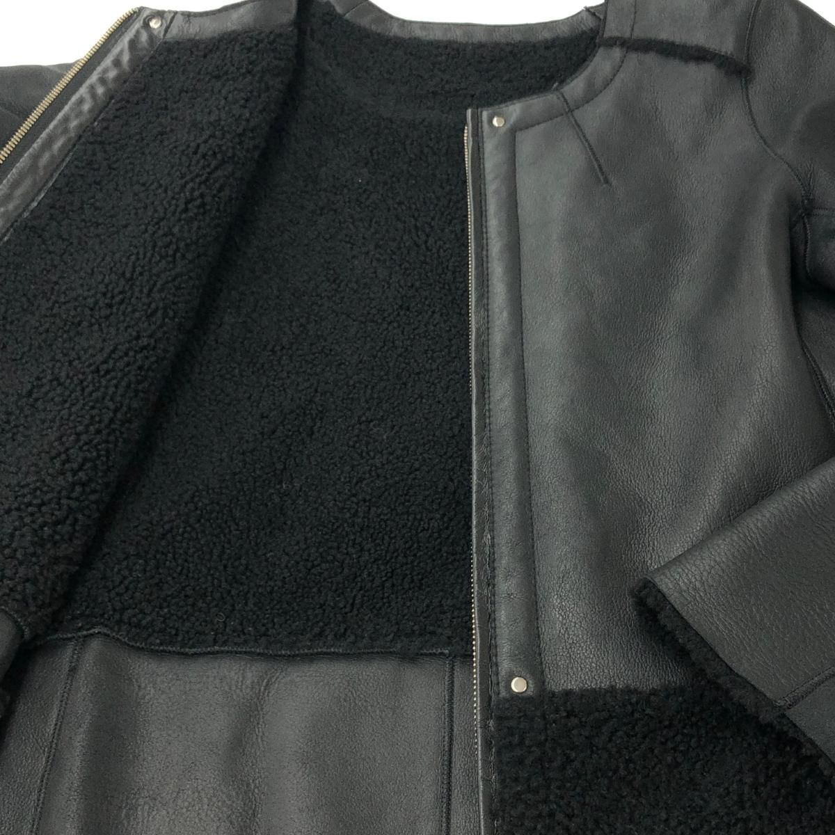 良好 BALMAIN PARIS バルマン ムートンコート ブラック ロング 羊革 