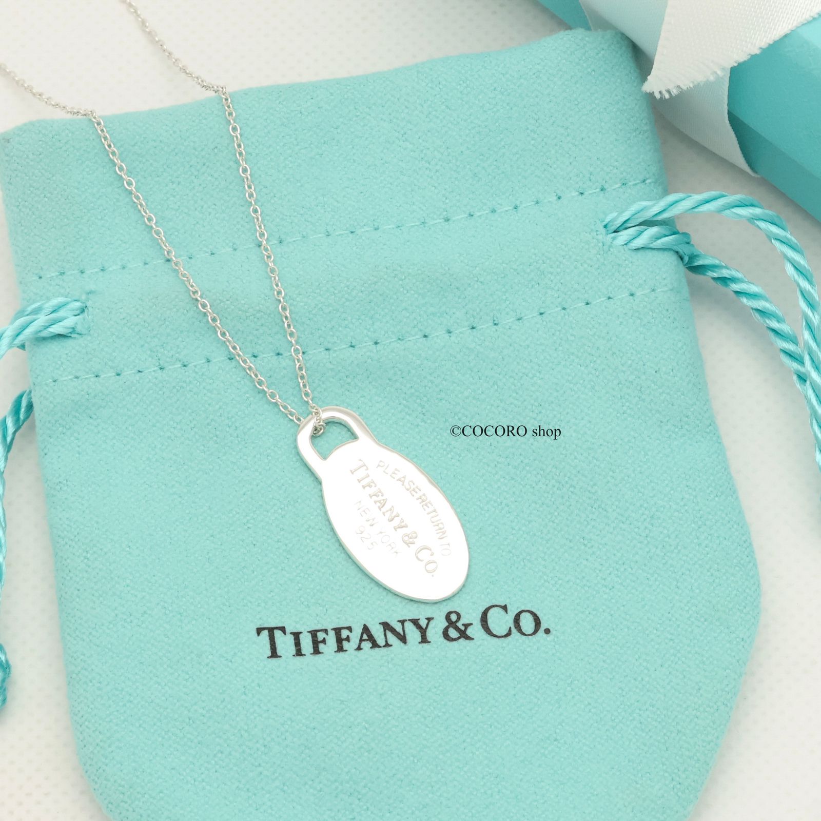 【美品】ティファニー TIFFANY&Co. リターントゥ ティファニー ミニ オーバル タグ ネックレス AG925