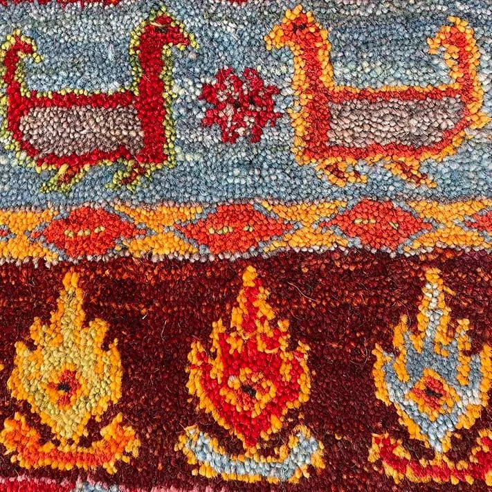 ギャッベ丸 ペルシャ 本物 手織りロリバフ ギャッベ玄関マット