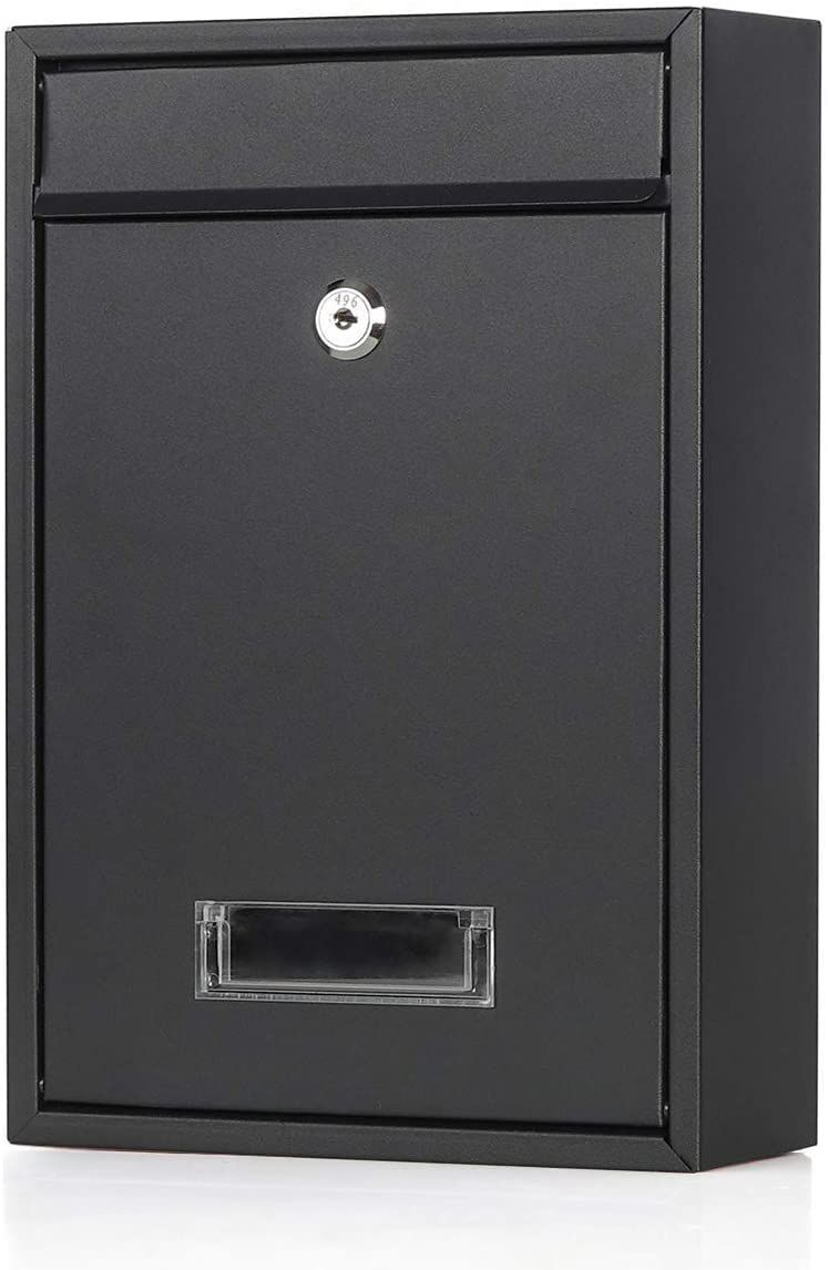 【特価商品】Jssmst（ジェスマット）メールボックス ポスト 郵便受け 壁掛け キーロック式 鍵付き 金属製 マットブラック 06-mail (06-キーロック)