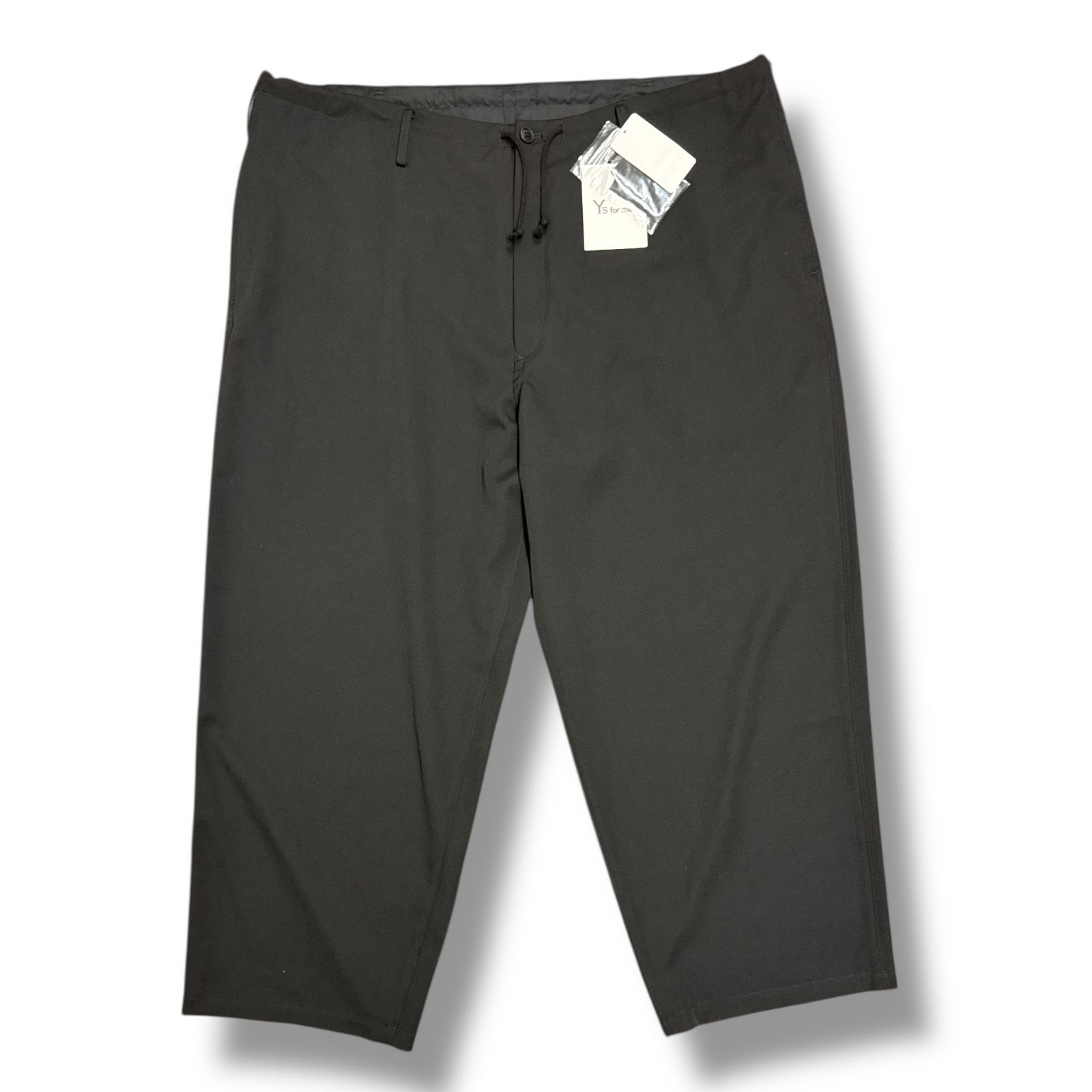 参考上代63800円 Y s for men GABARDINE STANDARD STRING PANTS ギャバジンスタンダードストリングパンツ ワイドパンツ ワイズフォーメン ヨウジヤマモト MO-P01-100 ブラック 3 91839A8