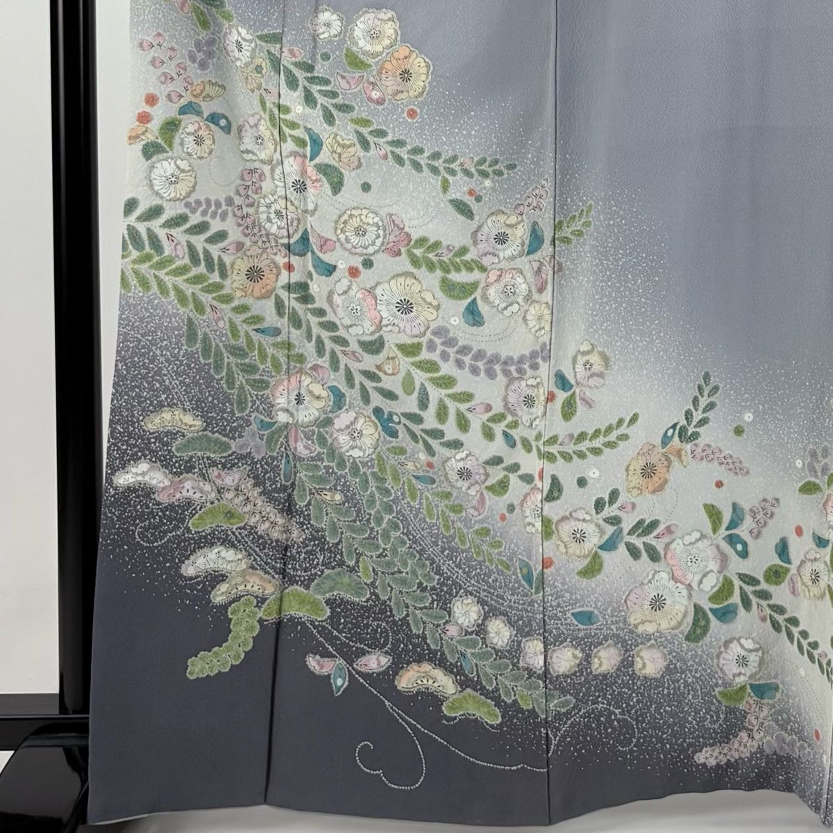 訪問着 身丈164.5cm 裄丈69cm L 袷 辻が花柄 松 金銀彩 ぼかし