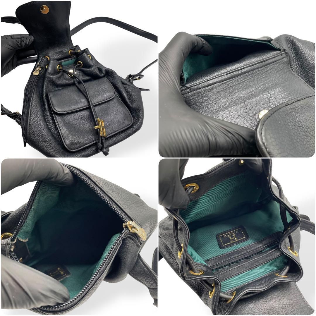 極美品 HIROFU ヒロフ リュックサック Hロゴ金具 レザー シボ革