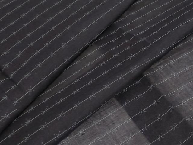 平和屋着物＊夏物 紗紬 縞 黒地 正絹 逸品 AAAV1031ph