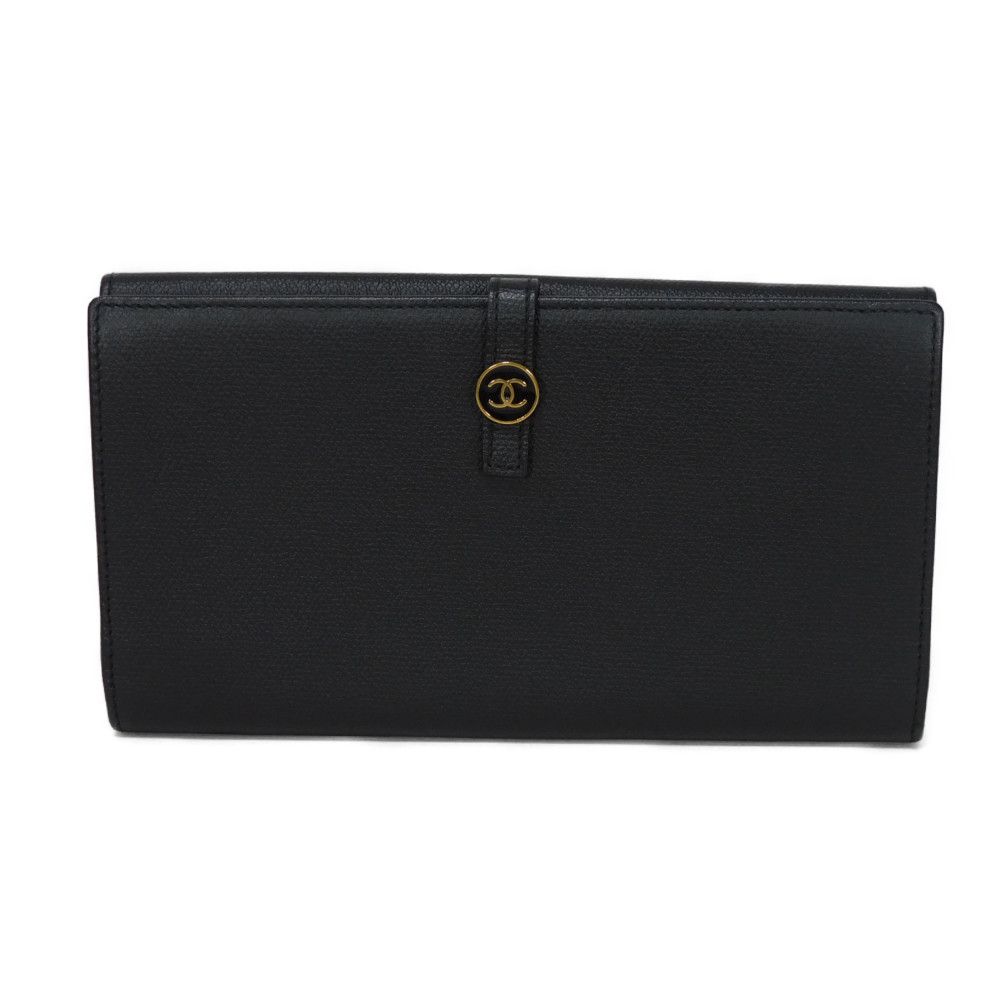 シャネル　ヴィンテージ　ココマーク　エナメル　黒色　がま口　長財布　ウォレット CHANEL（シャネル） ココマーク ビコローレ がま口付 長財布 レザー
