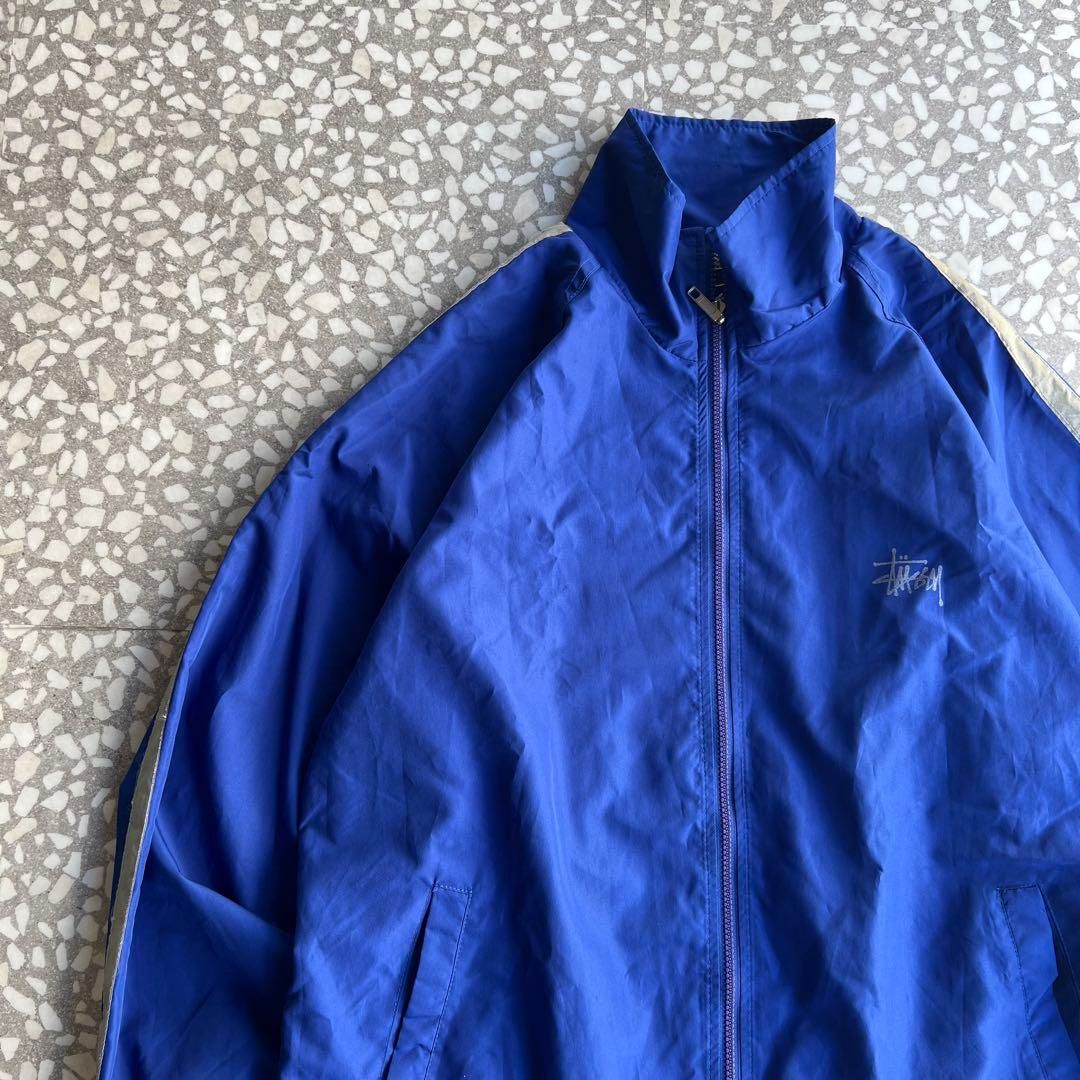 old stussy 90s ナイロンジャケット　ネイビー　ブルー　ドローコード STUSSY / 90's usa製 nylon jacket【ドローコード、スポーツライン