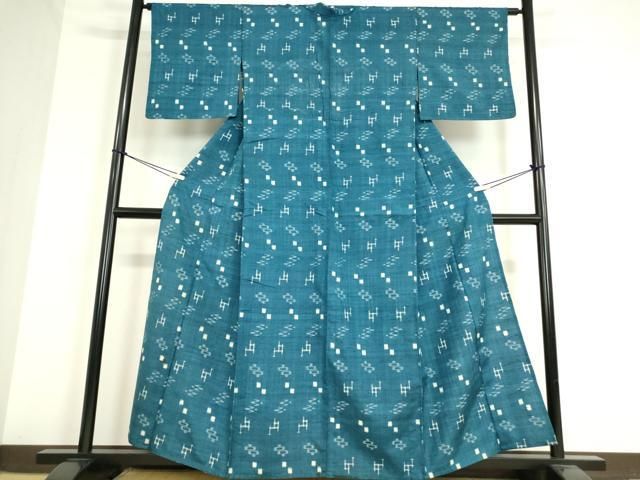 平和屋着物○本真綿紬 はなごよみ 琉球絣文様 ロング丈