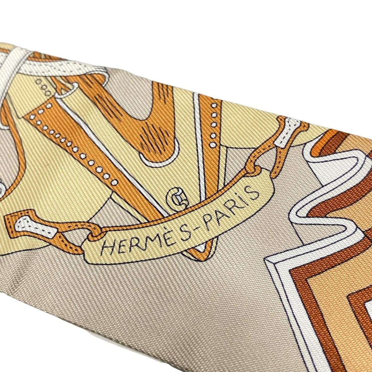 HERMES(エルメス) スカーフ美品 ツイリー オレンジ×白×マルチ