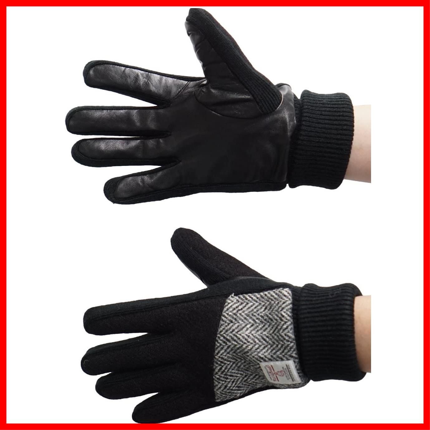  商品 ハリスツイード レザー スマホ対応 手袋 メンズ 裏起毛 シープ 24ｃｍ スリーピング ケース付き 手袋 キッズファッション小物