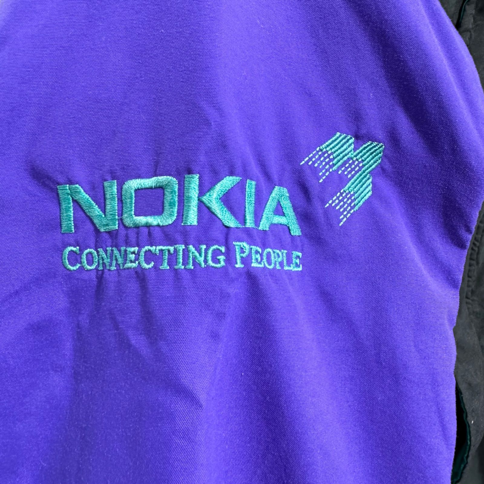 90s NOKIA Logo Embroidery Nylon Zip-up Jacket ノキア