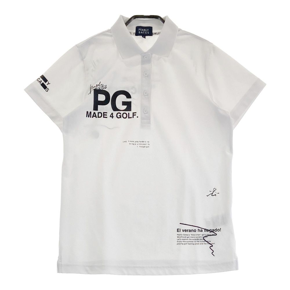 サイズ 1 PEARLY GATES パーリーゲイツ 2025年モデル 半袖ポロシャツ ニコちゃん ホワイト系 240101538252 ゴルフウェア レディース ストスト