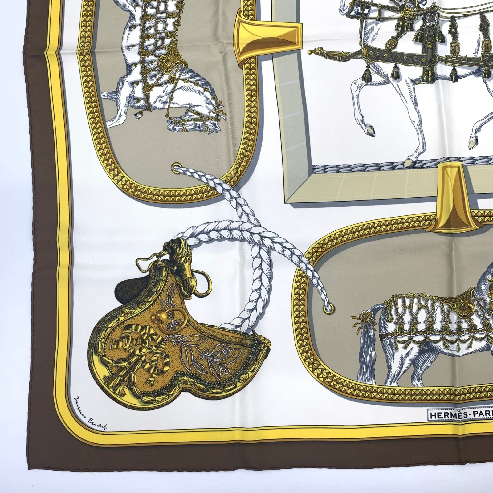 極美品 HERMES エルメス カレ90 GRAND APPARAT 盛装の馬