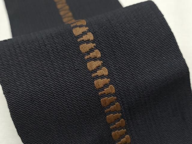 平和屋着物○本場筑前博多織 男性 両面 角帯 間道 黒茶色 単帯