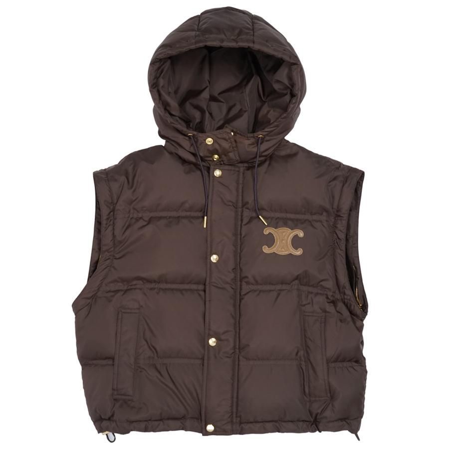 CELIINE セリーヌ TRIOMPHE CROPPED DOWN JACKET IN LIGHTWEIGHT NYLON