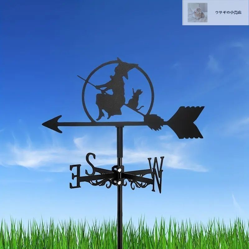 風見鶏、風向計 - 動物のシルエット飾り付き 金属製風見鶏 屋上