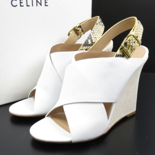 78169 CELINE セリーヌ クリスクロスサンダル ウェッジソール ヘビ 蛇