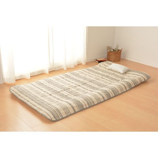 敷パッド 寝具 105×205cm ブラック インド綿100％ 洗える 吸湿発乾性 オールシーズン テラ ベッドルーム 寝室