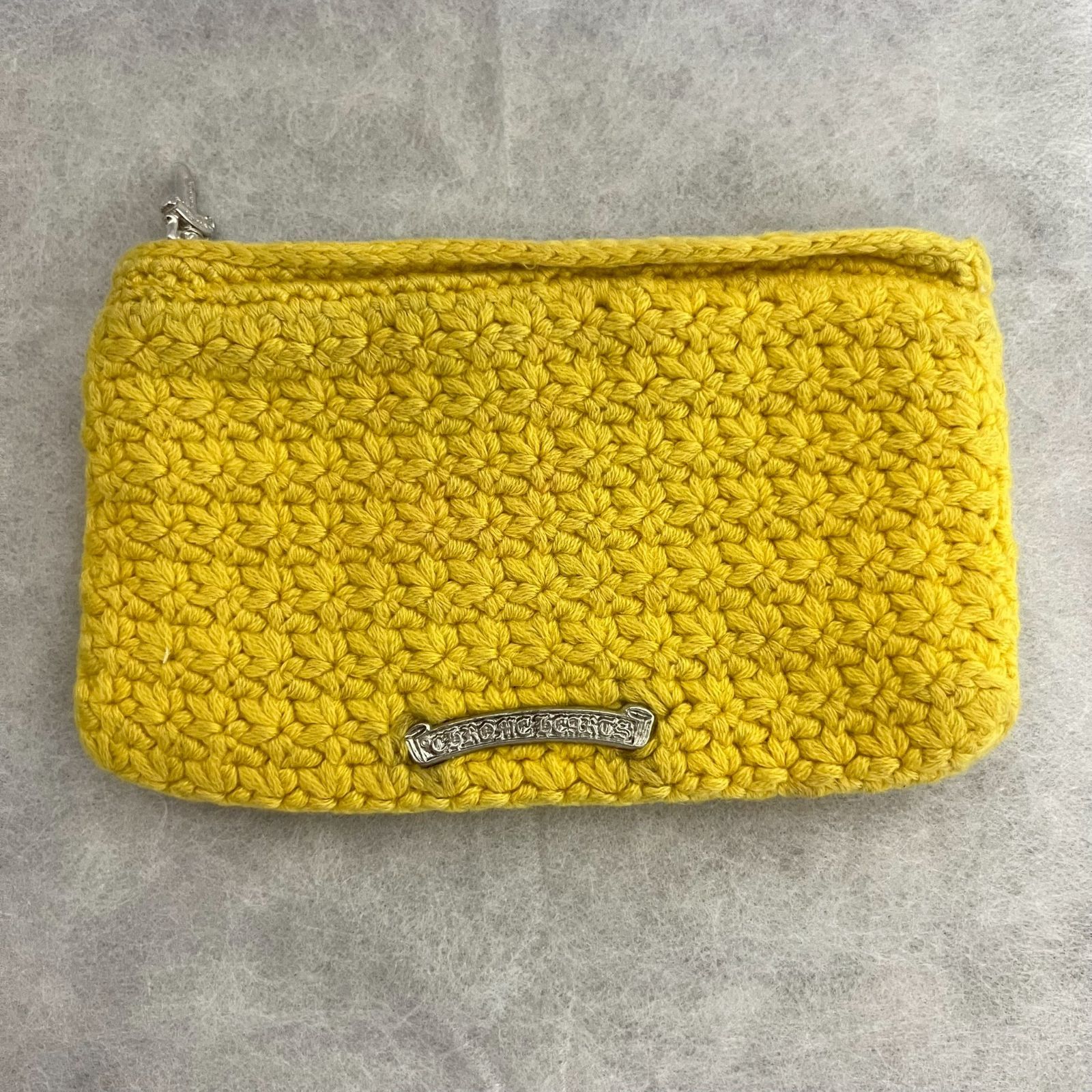 CHROME HEARTS クロムハーツ ジッパーチェンジパース クロスパッチ 黄色 イエロー コインケース ミニ ウォレット 財布 カシミヤ メンズ レディース