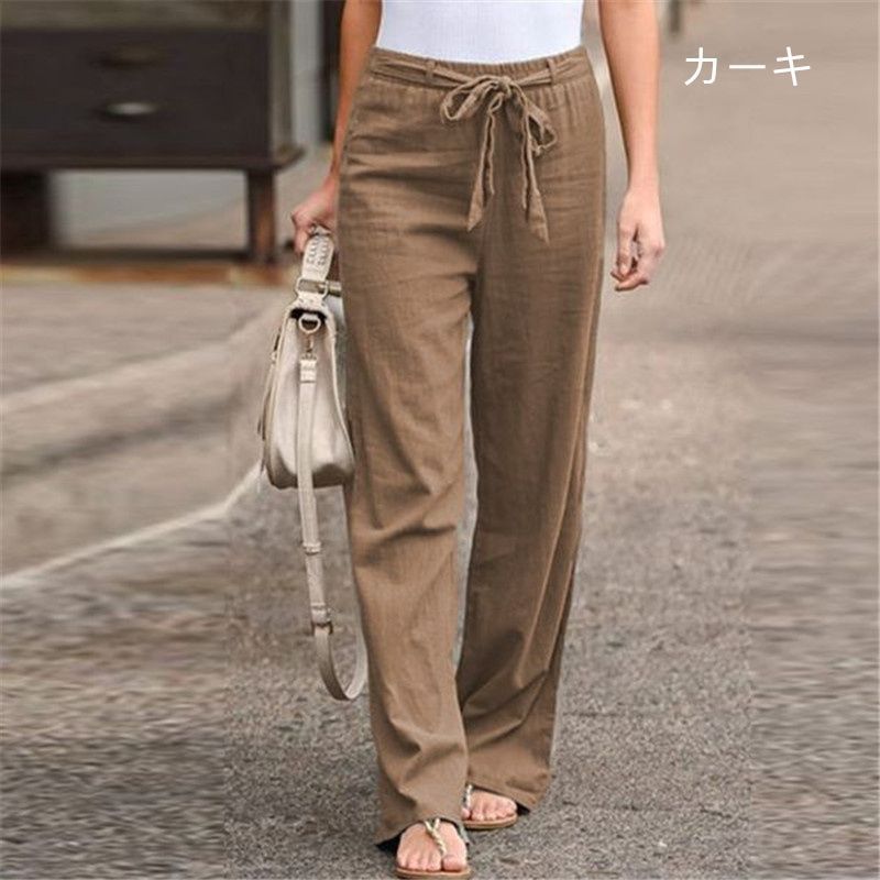 【美品】パラスパレス　リネン　ワイドパンツ　ガウチョ　ベージュ リネンガウチョパンツ[品番：UBRW0000645]｜SENSE OF PLACE