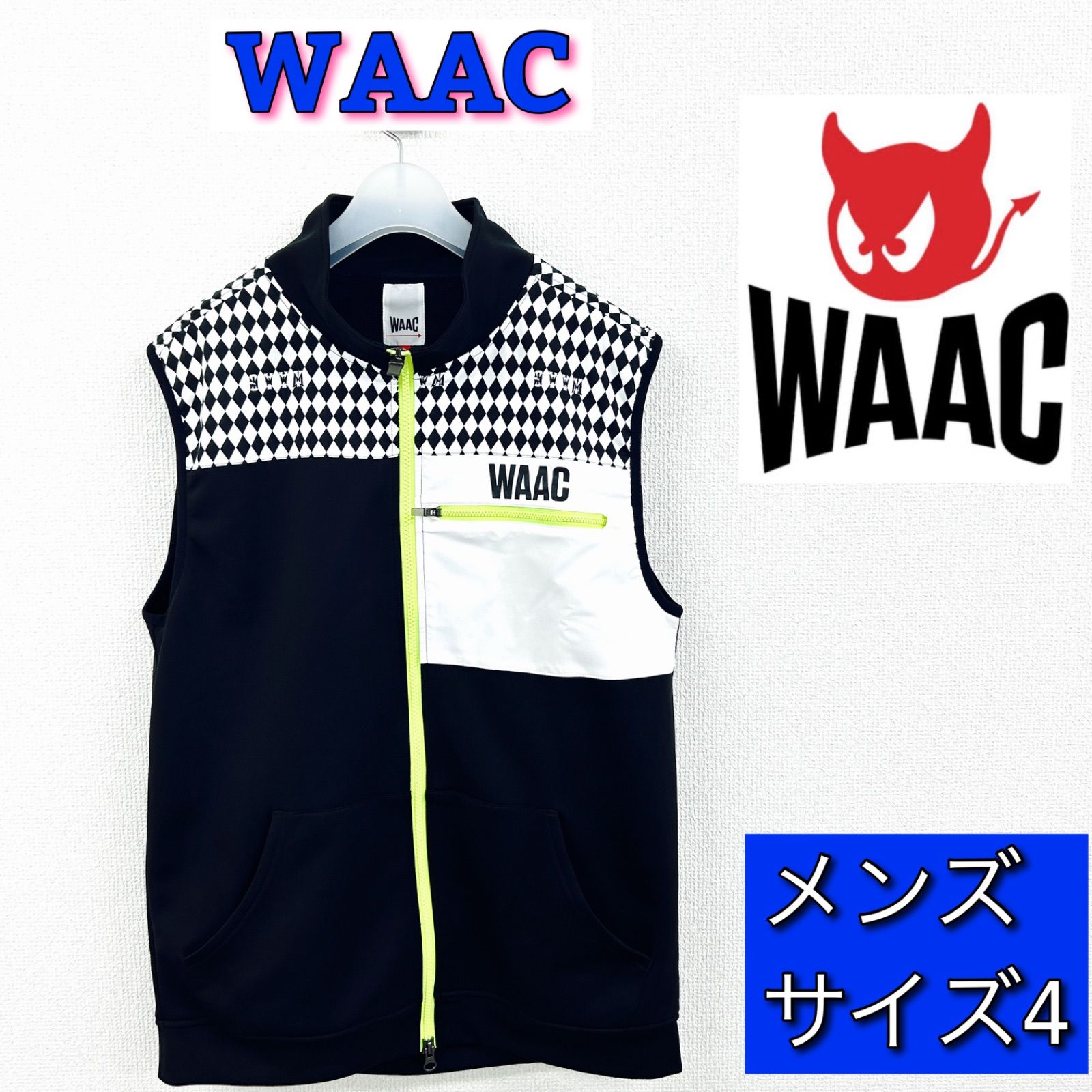 美品】WAAC ワック メンズ ベスト サイズ4 ブラック ゴルフウェア