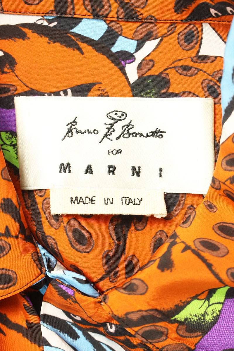 マルニ CUMU0126A0 BRUNO B BONETTOビスコース総柄半袖シャツ メンズ