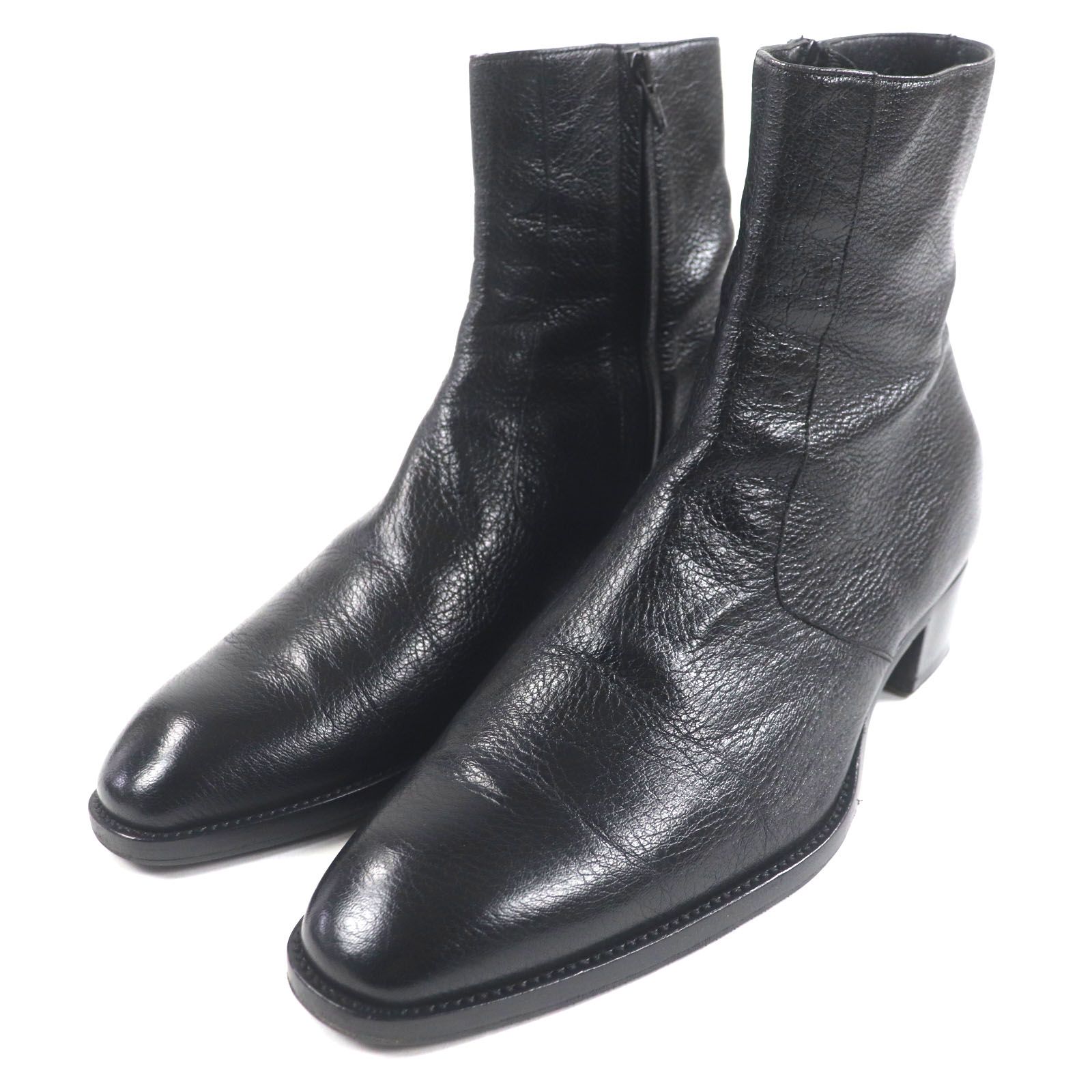 SAINT LAURENT PARIS サンローランパリ 443199 サイドジップ レザーブーツ ショートブーツ ブラック 42 イタリア製 メンズ