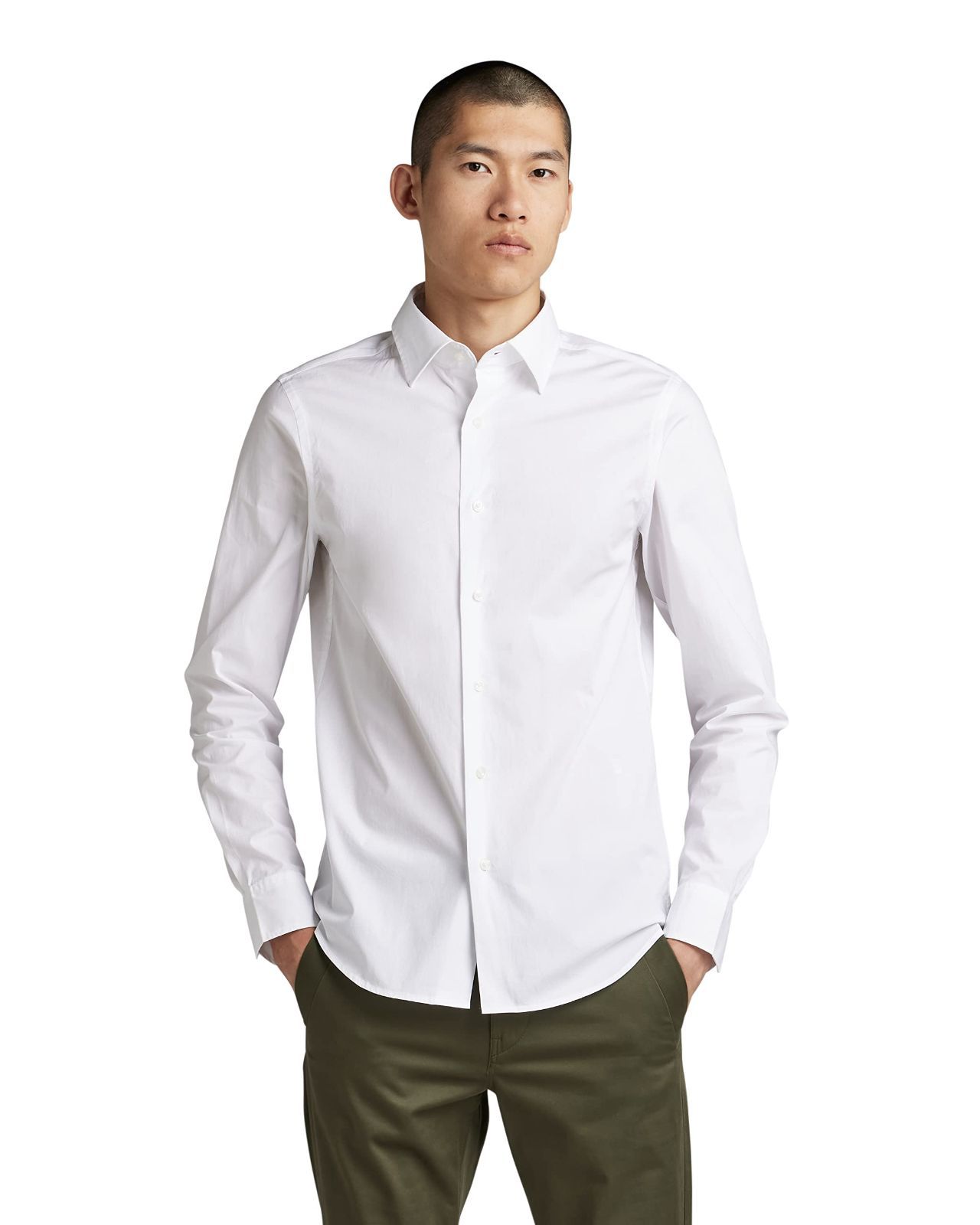Size L_Color ホワイト ジースターロゥ シャツ メンズ 長袖 スーパースリム ストレッチ ホワイト Slim shirt ls D19088-C271-110-L